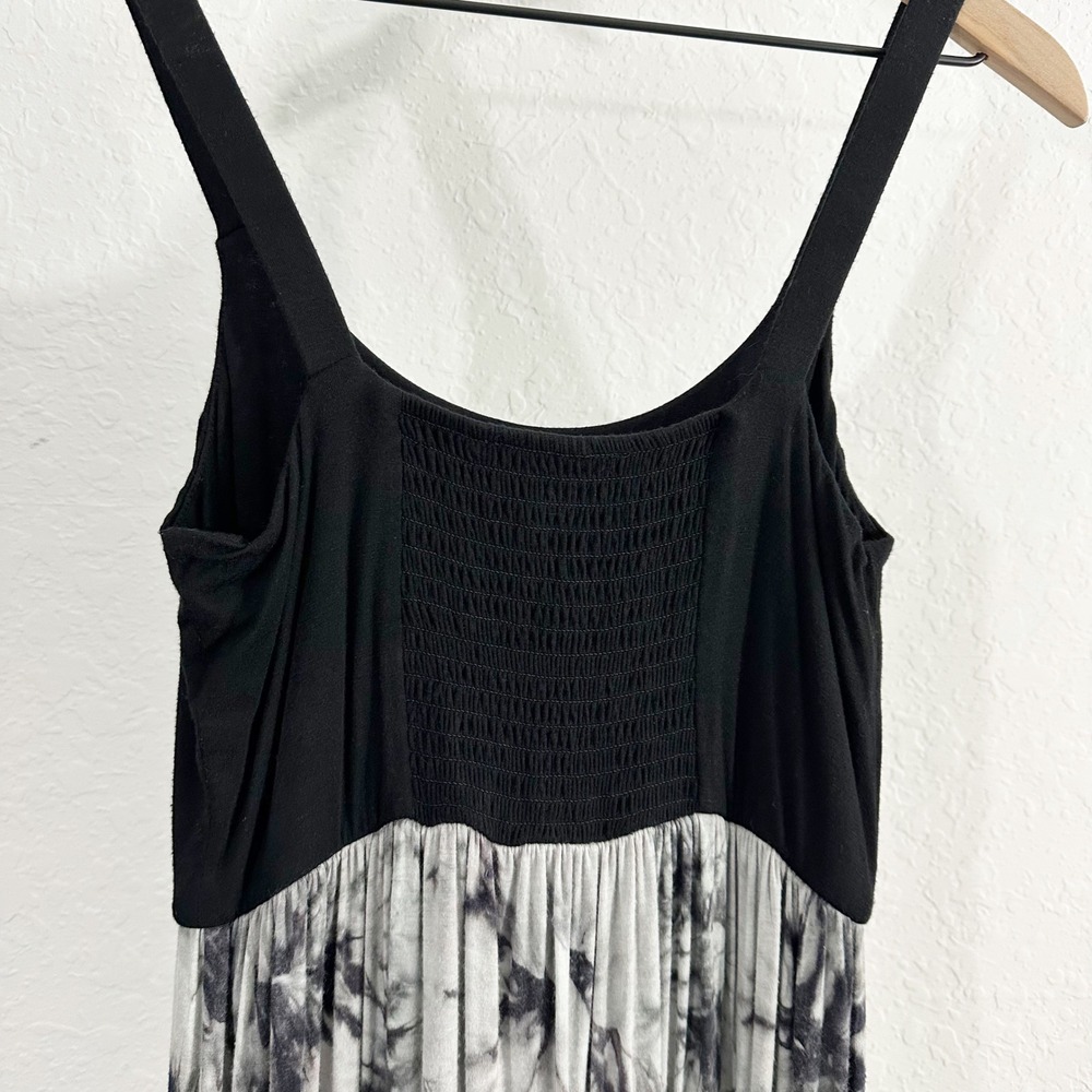 AB Studio Tie Dye Scoop Neck High Low Dress Gray Black Small Beach Summer Flowy‎ - Picture 7 of 10